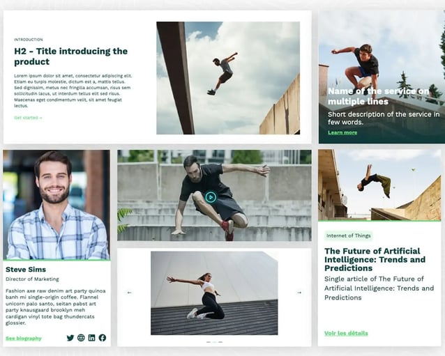 Overview of the different modules available in a HubSpot theme
