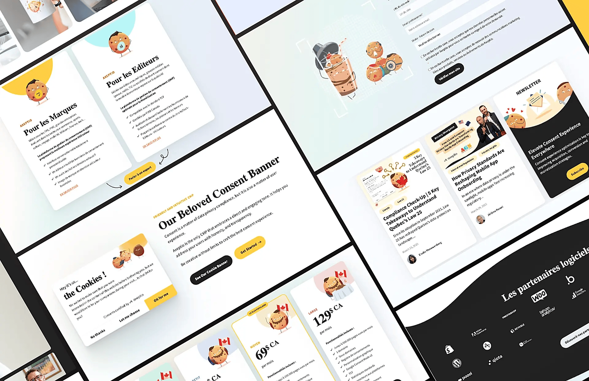 Overview of different website modules