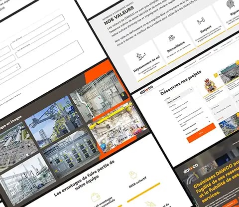 Aperçu de différents blocs du site web