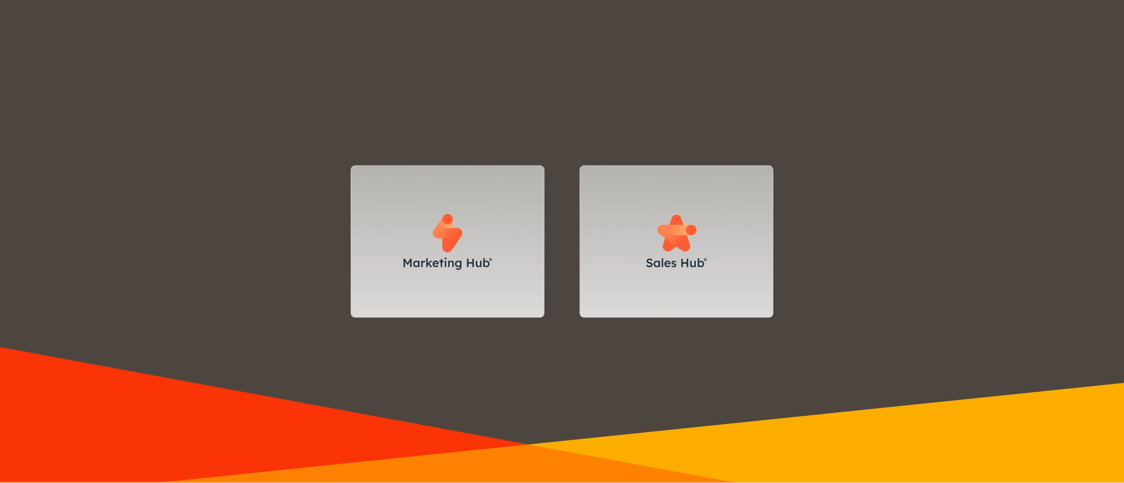 Two HubSpot hub icons: Sales Hub, Marketing Hub on a clean design in Dawco colors.
