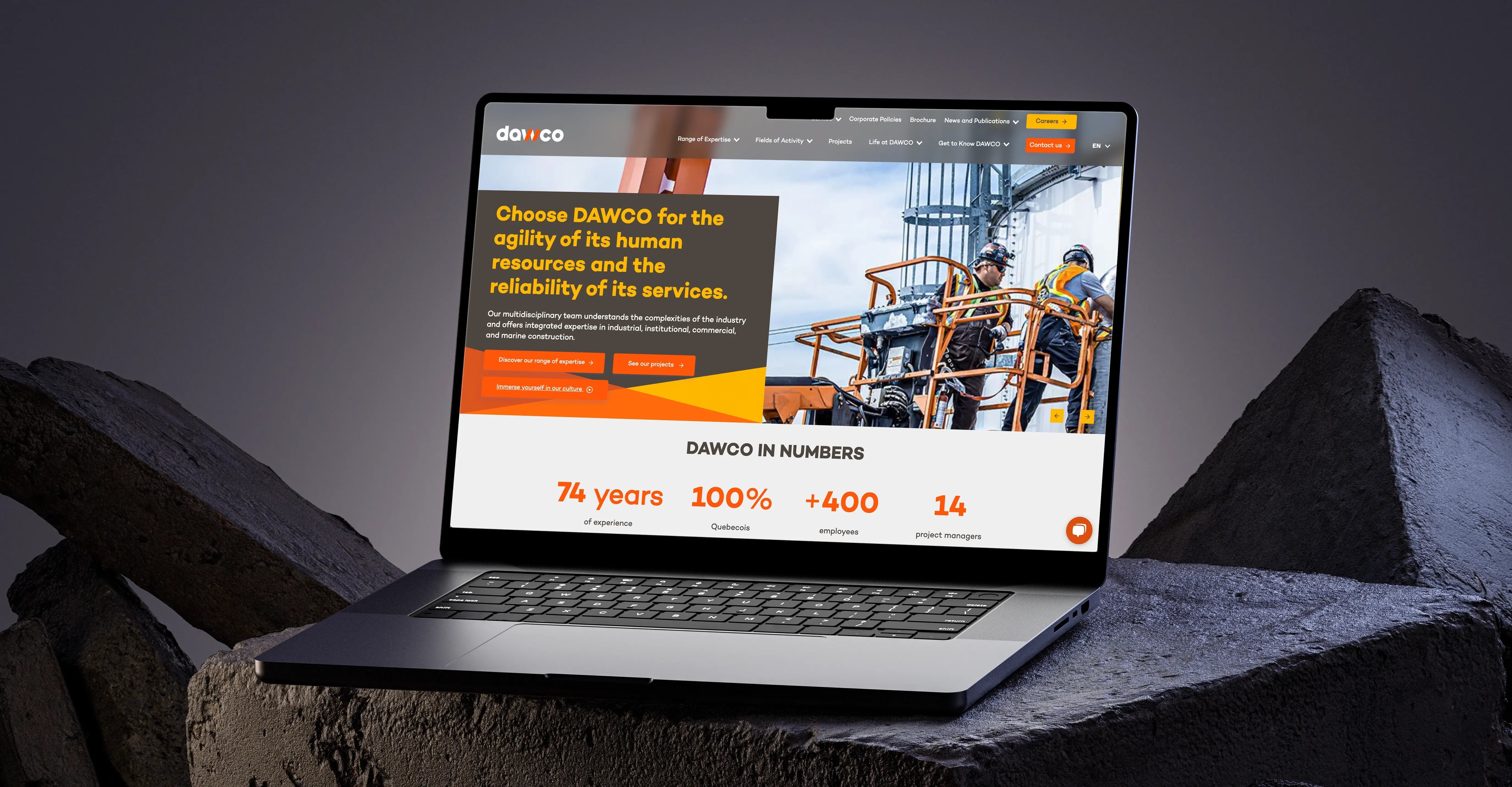 Website preview on a computer screen