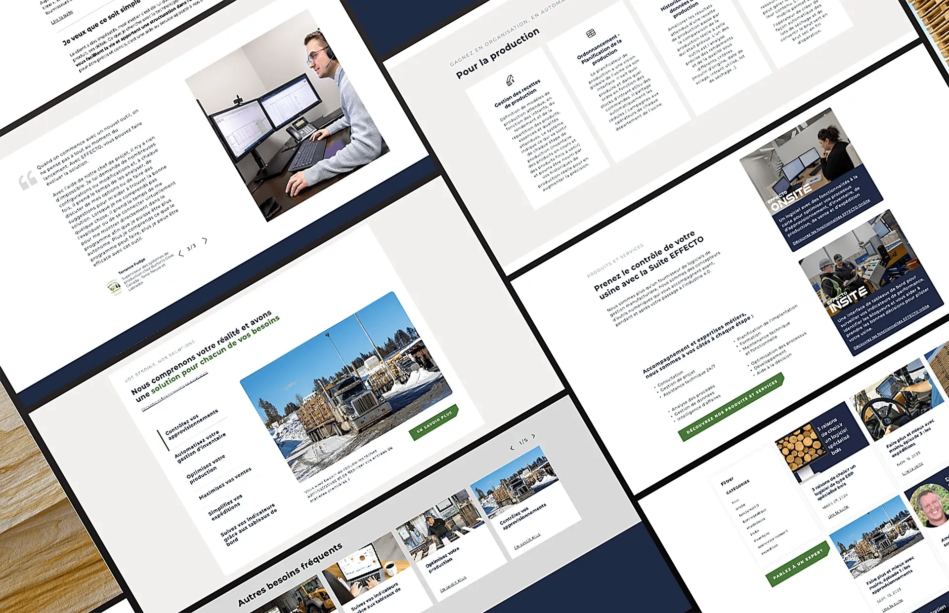 Overview of different website modules