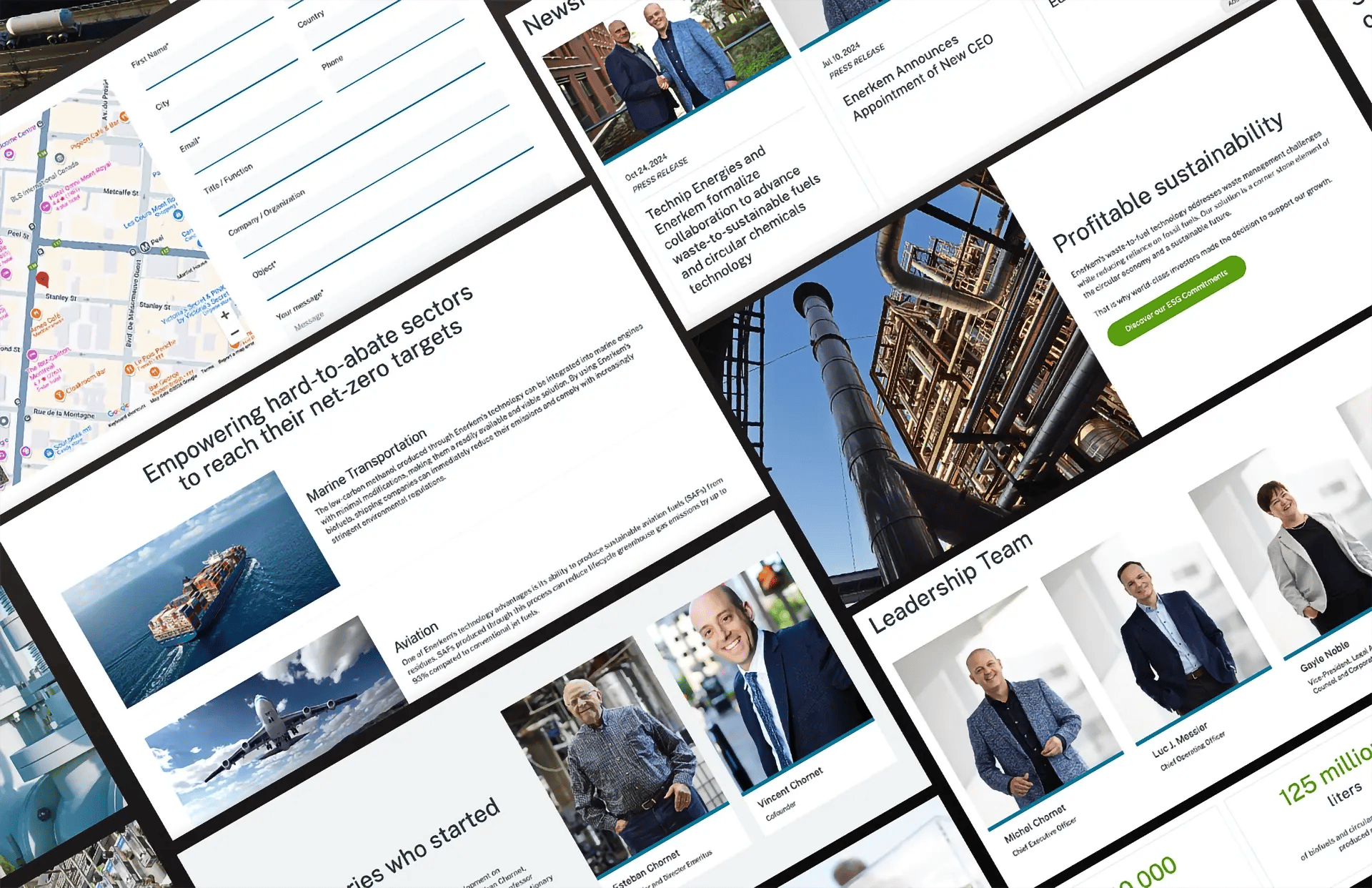 Vue d'ensemble de plusieurs modules du site web
