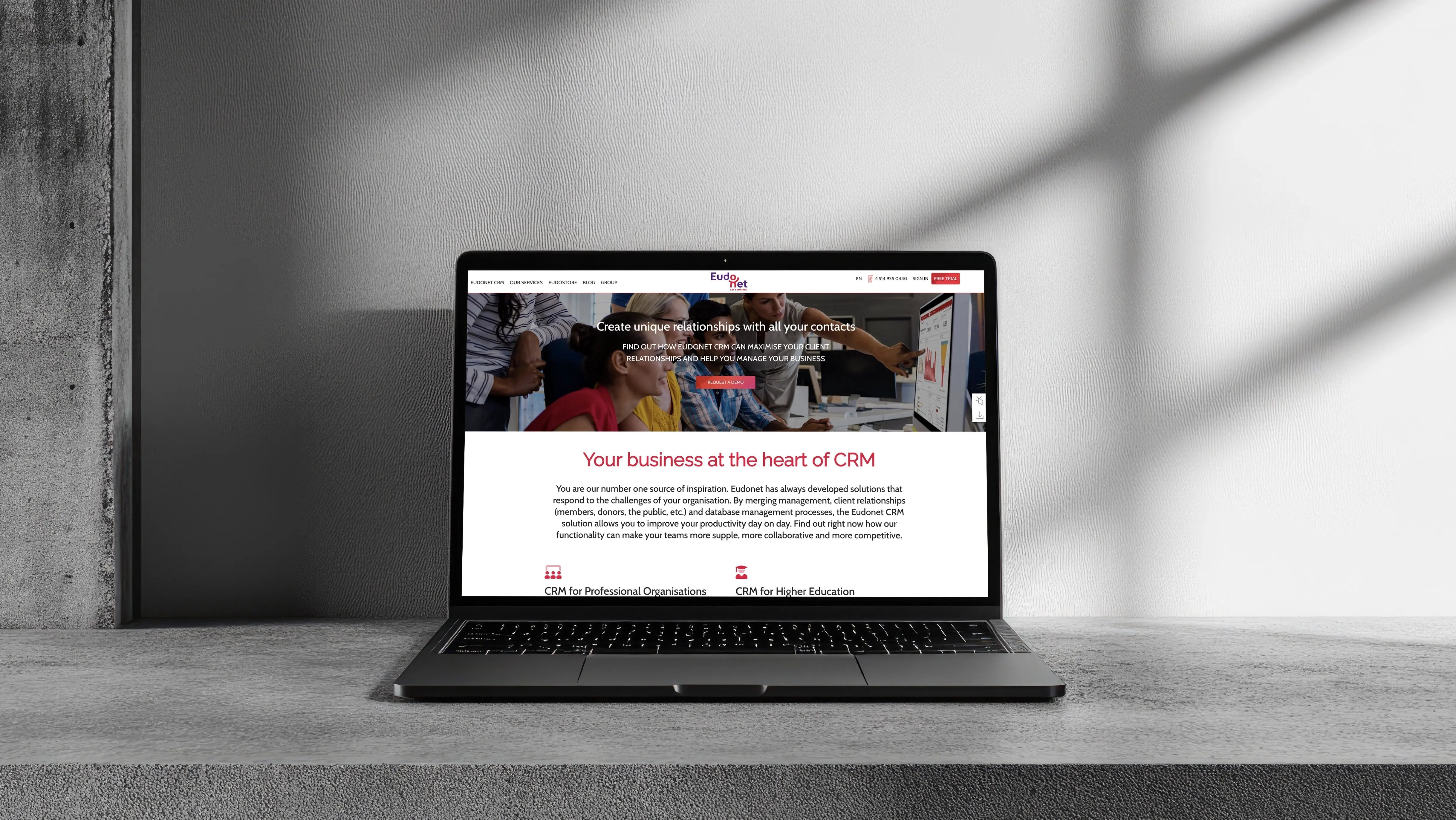 Website preview on a computer screen