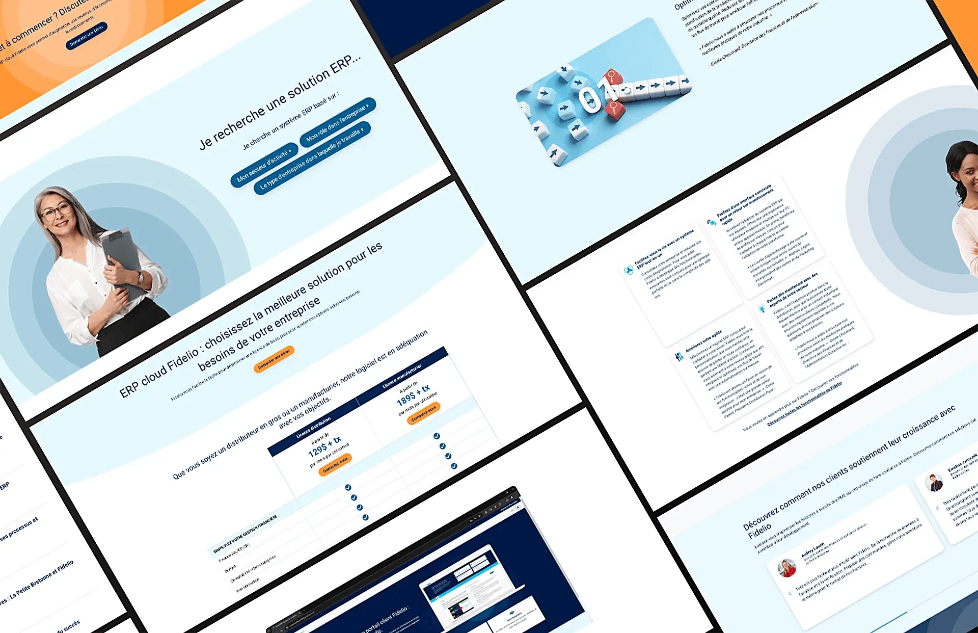 Overview of different website modules