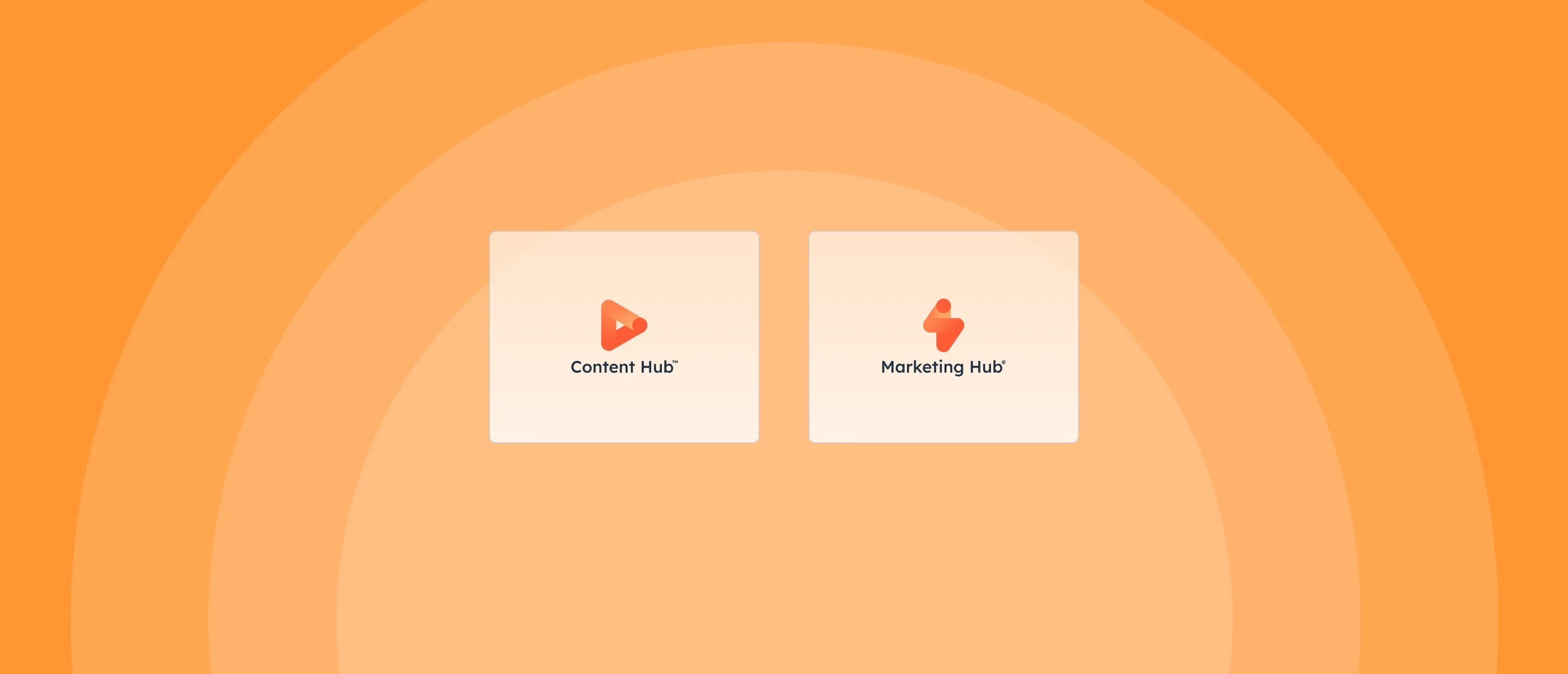 Two HubSpot hub icons: Content Hub, Marketing Hub on a clean design.