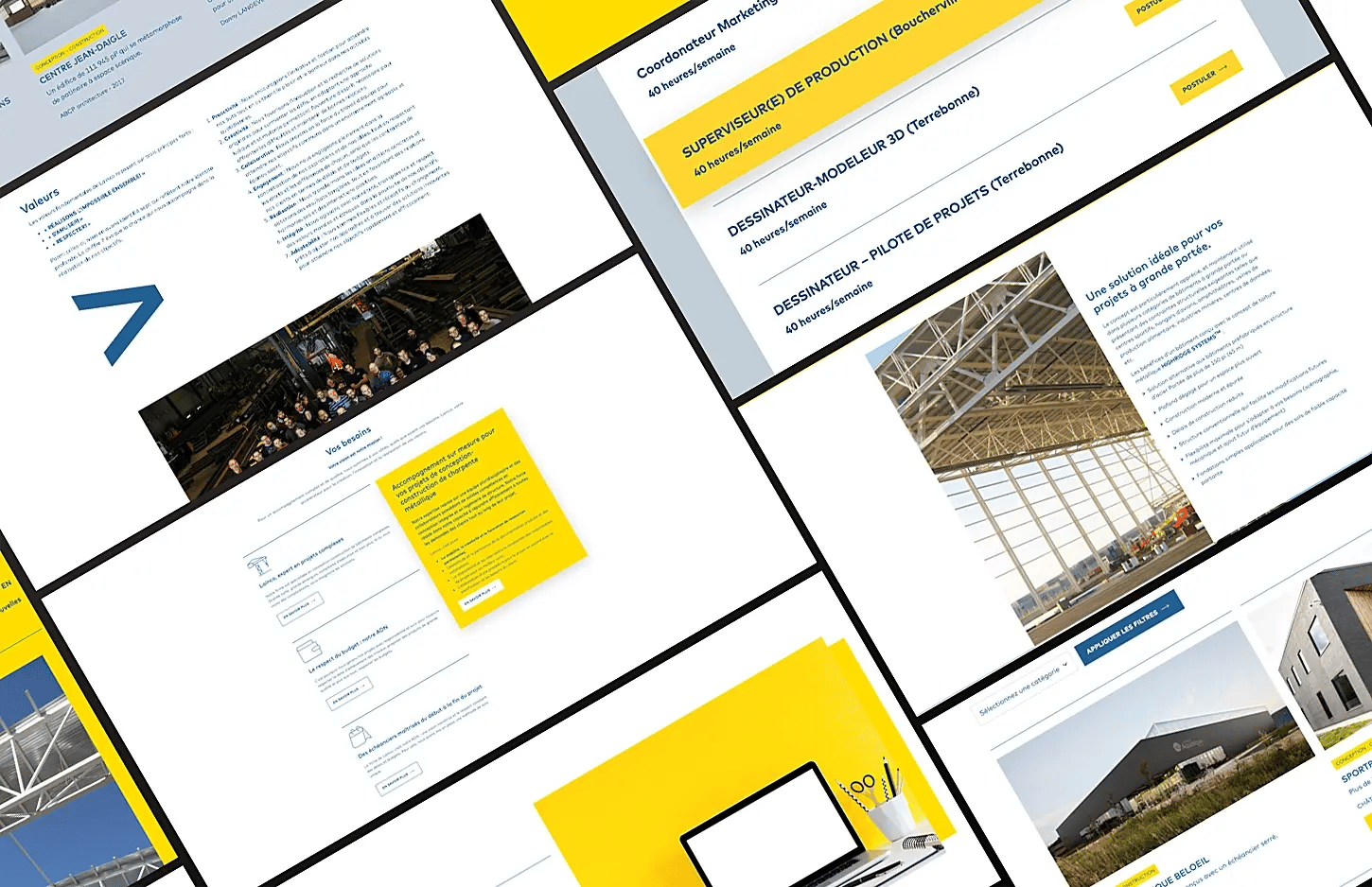 Overview of different website modules