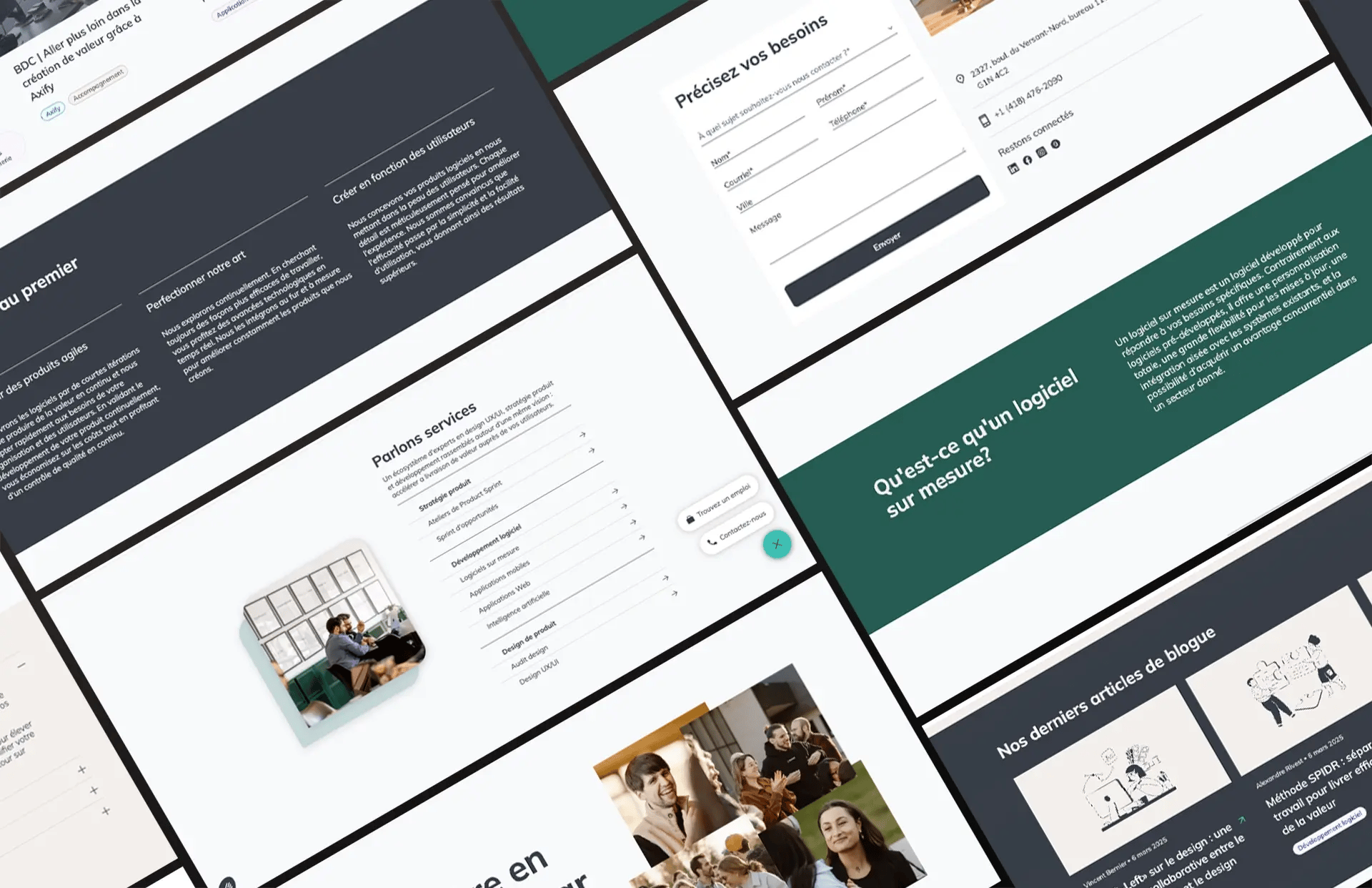 Overview of different website modules